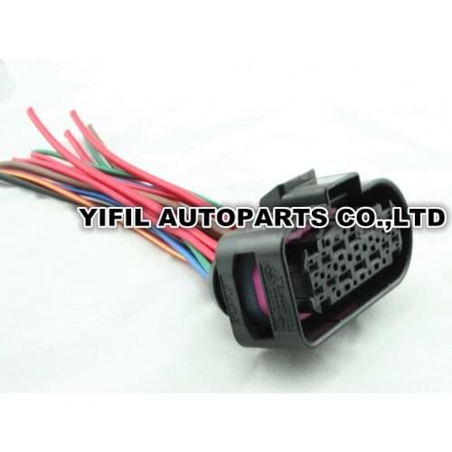 14 Pin/Way Female Xenon Headlamp Light Connector Plug With Wire Cable Pigtail For VW AUDI A4 A6L Q5 Q7 3C0 973 737 3C0973737