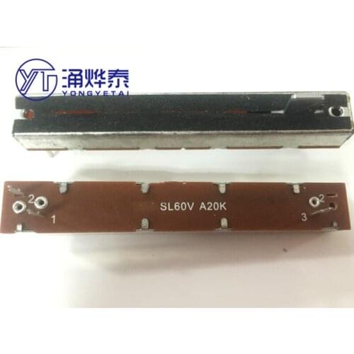 88MM Slide Potentiometer Single A20K Shaft Length 8MM Mixer Straight Slide Potentiometer 3 Pin SL60V free shippping