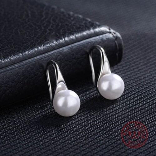 High Quality Silver Color Big Clear Pearl Earrings Simple Round White Pearl Earrings Jewelry Earrings For Women Gifts