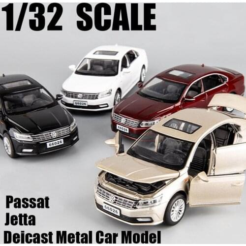 1:32 Alloy Pull Back Car Passat Golf Jetta Q3 Deicast Metal Car Model 6 Open The Door Toy Vehicles Musical&Flashing Boys Gifts