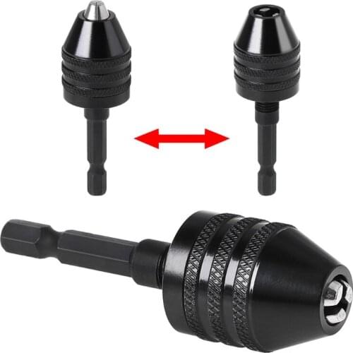 1/4" Keyless Drill Bit Chuck Adapter Converter Quick Change 0.8-8mm Hex Shank