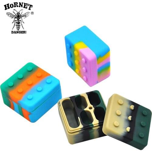 1 PC Personality Square Silicone Storage Jar 26ml Cubes Jar Container Non-stick Portable smoking accessories Color Random