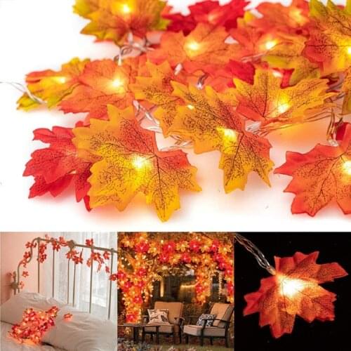 2m 10Leds Maple Leaves Led String Light Fairy Lights for Autumn Festive Party Decor DIY Home Stair Railing Decoration Garland