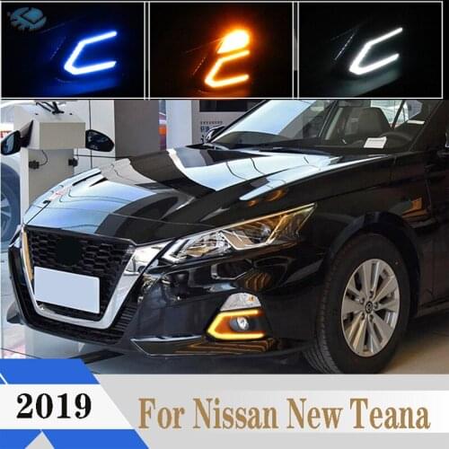2pcs LED Daytime 3 color Driving Running Light for Nissan New Teana or Altima 2019 DRL 6000K Fog Light White Turn Yellow Light