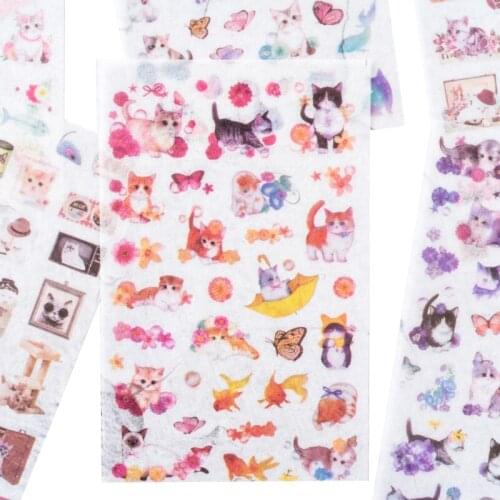 20packs/lot Kawaii Janpanese Style Cat Scrapbooking Stickers Butterfly Flower Stickers DIY Diary Decoration Wholesale