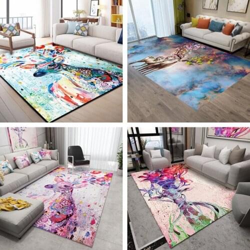 Cartoon Animal Elk 3D Printed Carpets Children Bedroom Play Tent Area Rugs Home Decor Carpet Kids Room Crawl Toys Gift Floor Mat