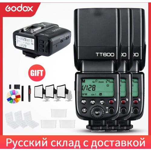 3x Godox TT600 Built-in Receive Camera Flash Speedlite Diffuser with X1T-C/N/S Transmitter