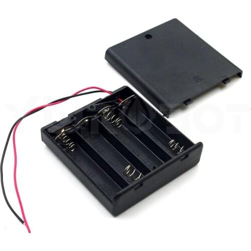 4*1.5V 6V Plastic Battery Case Storage Box Holder power supply Connector Wire Leads for 4AA 6.0V 4AA