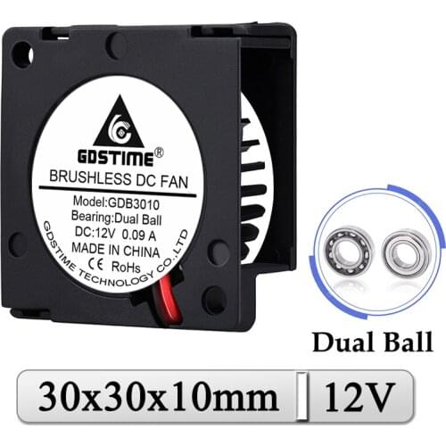 5Pcs Gdstime DC 12V Fan 30x30x10mm Dual Ball 30mm Mini Radial Blower Cooler 30mmx10mm 3cm Laptop Micro Turbo Blower Cooling Fan