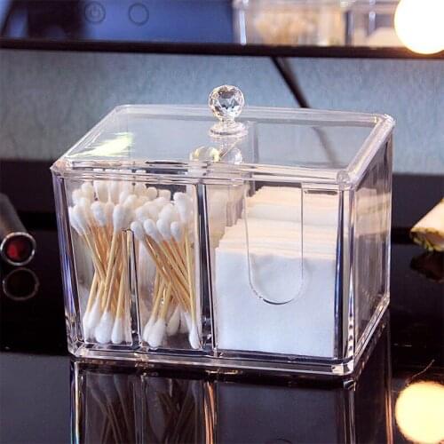 Acrylic Transparent Cotton Swab Storage Box Dressing Table Desktop Cotton Swab Storage Storage Box Cosmetic Organizer