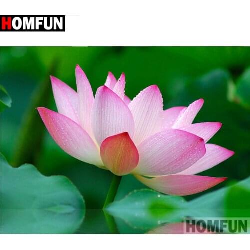 HOMFUN Full Square/Round Drill 5D DIY Diamond Painting "Lotus scenery" 3D Diamond Embroidery Cross Stitch Home Decor A19106