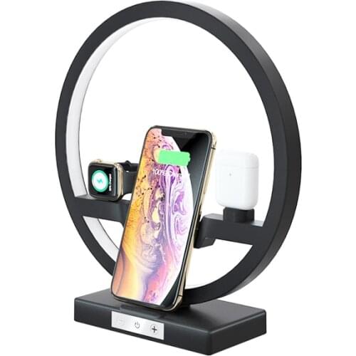 4 in 1 Fast Wireless Charger For Airpods iPhone 11 Pro XS Max X Apple Watch 4 3 2 1 Wireless Charging Dock Station with LED Lamp