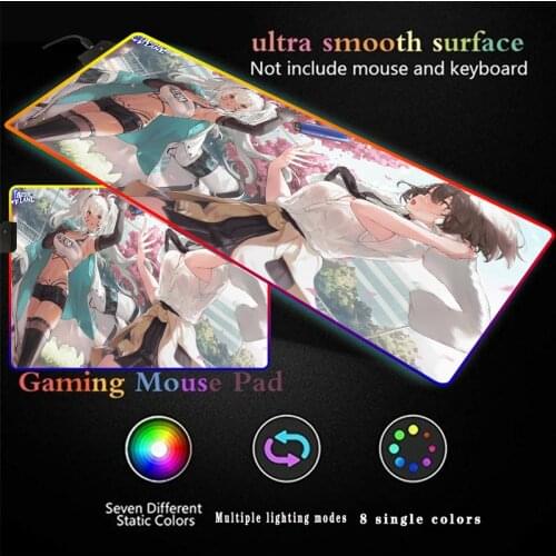 Big breasts sexy Anime RGB Large Gaming Accessories Mouse Pad 90x40/35X60CM LED Lighting Mousepad Gamer Computer Desk Mat Pad