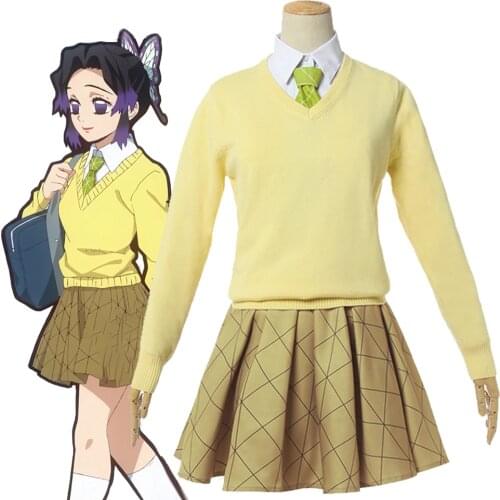 Demon Slayer Kimetsu no Yaiba Fanwai Academy Kochou Shinobu Cosplay School Uniform Japanese JK Sailor Uniform Girls Daily Suit