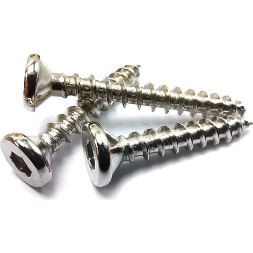 【DX-Market】M5 Hex Socket Wood Screw,Nickel Plating Flat Head Self Tapping Furniture Screws ,A068