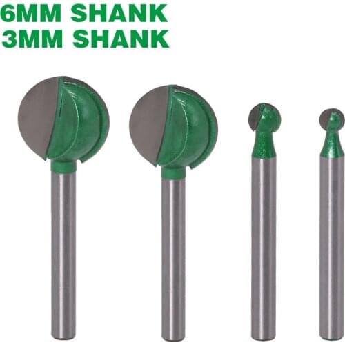 1PC 3MM 6MM Shank Milling Cutter Wood Carving Ball Nose Round Carving Cove CNC Milling Radius Core Tungsten Carbide Router Bit