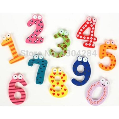 Hot Sale 10 Wooden Number Fridge Magnets 0-9 Lovely Toy Set for Kids Children New A1813 rQfw 2019 Free Shipping