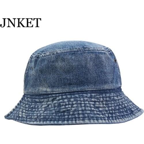 JNKET Fashion Women Denim Fisherman Cap Foldable Bucket Hat Flat Cap Beach Sun Hat Summer Sunbonnet Cap