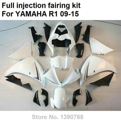 Injection molded free customize fairing kit for YAMAHA R1 09 10 11 12 13 14 15 white black fairings R1 2009-2015 BN08