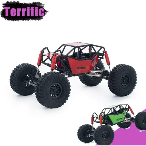 1/10 RC Car Rock Buggy Chassis Set 310mm Wheelbase Nylon Tube Roll Cage Green/Red With Axle Gearbox Motor Shock 1.9 Wheels
