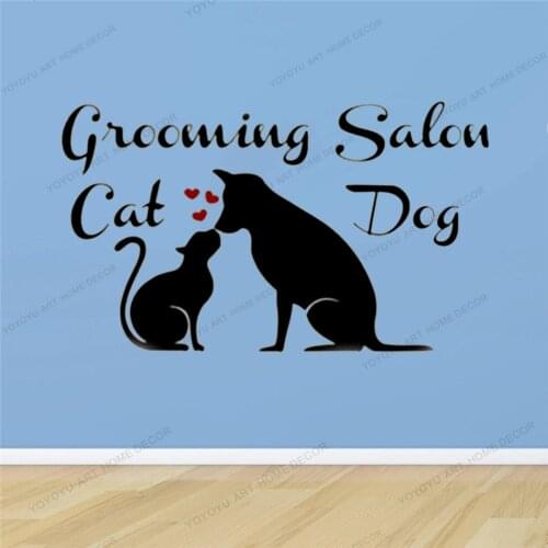 Creative Dogs Salon Vinyl Wall Stickers Grooming Cat Dog Salon Pet Shop Wall Art Decals For Room Decoration Mural Sticker WQ94