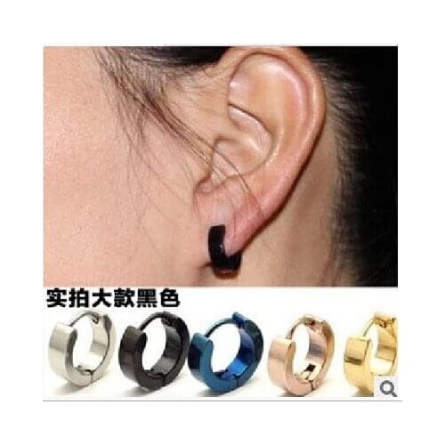 MANGOSKY Korean version of the classic simplicity of titanium steel ear buckle earrings girls Mens Body Jewelry