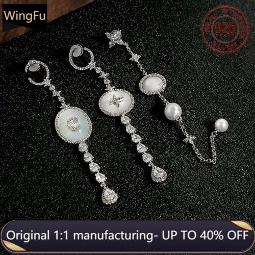 Fashion women cute s925 sterling silver white mother-of-pearl with natural pearl long tassel earrings monaco jewelry gift
