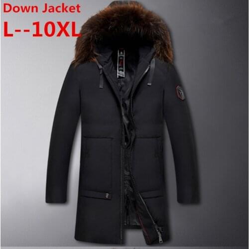 10XL 8XL 6XL 5XL Mens Leisure Down Jacket Winter Thick Hood Detached Warm Windproof Big Raccoon Fur Collar For -30 degrees