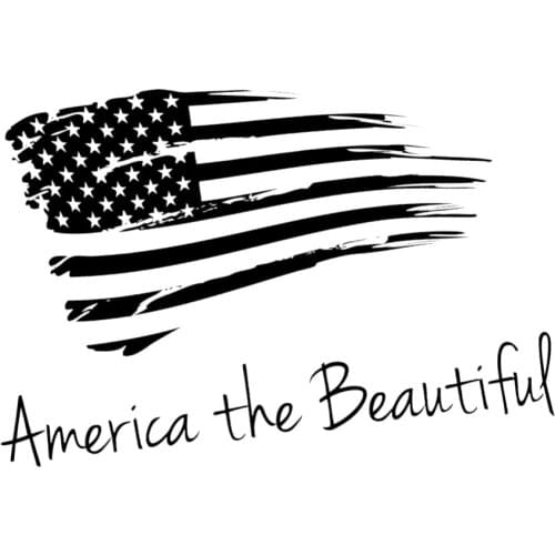 25*17cm Patriotic Quote Decor America the Beautiful USA Flag Car Sticker Vehicle Window Decal Windshield Laptop Waterproof CL042