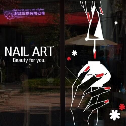 Nail Art Salon Shop Wall Decal Beauty Salon Sticker Vinyl Wall Decals Decor Mural Nail Art Salon Shop Glass Window Sticker