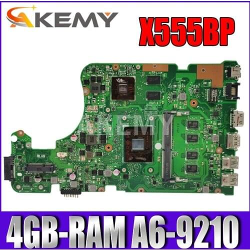 NEW AKEMY X555QG Laptop Motherboard for ASUS X555Q X555B X555BP K555B A555B K555Q original Mainboard 4GB-RAM A6-9210-CPU R5-M420
