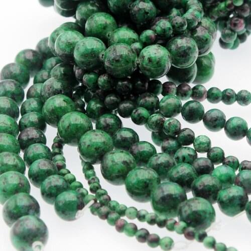 Wholesale Natural Stone Beads Anyolite Green Zoisite Rubys Loose Beads for Needlework Jewelry Making 4 6 8mm 10 12mm Bracelet