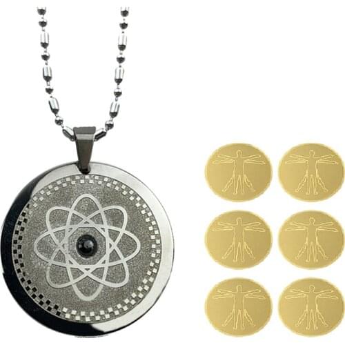 1 Piece Health Quantum Scalar Energy Anti EMF Mens Chain Pendant Necklace and 6 Pieces Anti Radiation Cell Phone Sticker