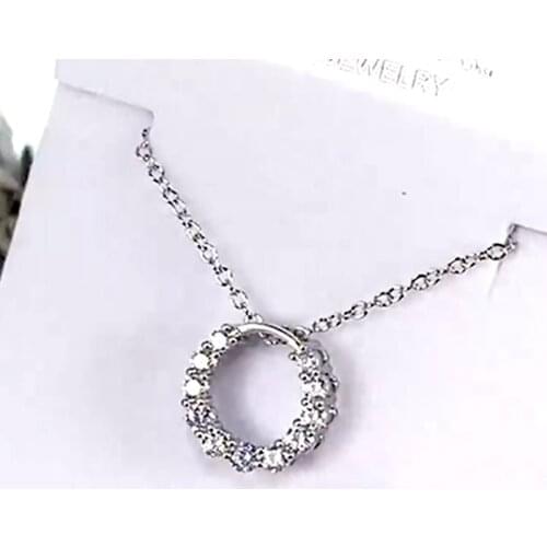 Huitan Korean Fashion Circle Shape Pendant Necklace Women Stylish Versatile CZ Accessories Dazzling Bridal Wedding Party Jewelry