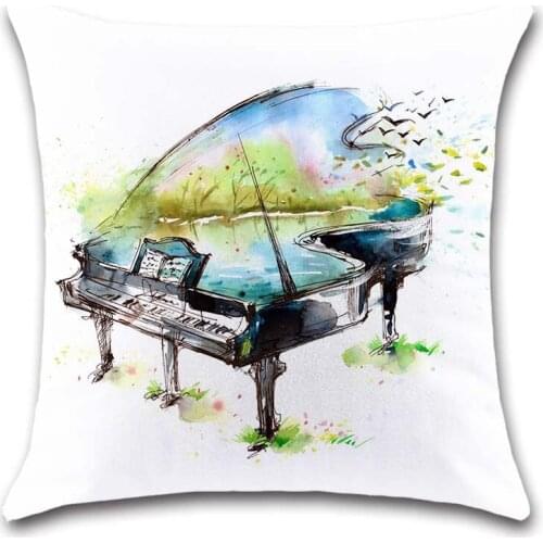 Piano Musical View white Cushion Cover Decoration Home office sofa chair car seat Decor friend kids bedroom gift pillowcase