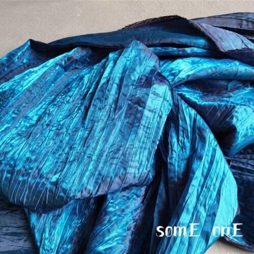 Pleated Fabric Miyake Style Folds Peacock Blue DIY Patchwork Clothes Background Decor Props Skirt Wedding Dress Designer Fabric