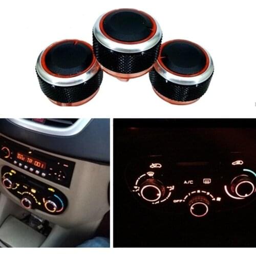 Fit For Peugeot 206 207 For Citroen C2 Switch Knobs Heater Climate Control Buttons Dials Heat Frame Ring Air Con Cover 3pcs