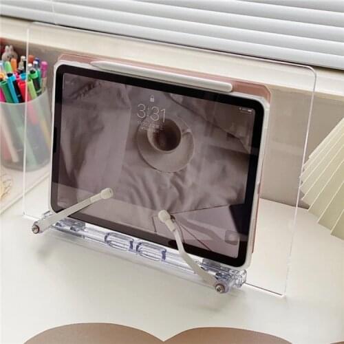 Transparent Foldable Reading Book Holder Bookcase Stand for Cookbook PC Adjustable Support Desk Organizer Office Storage