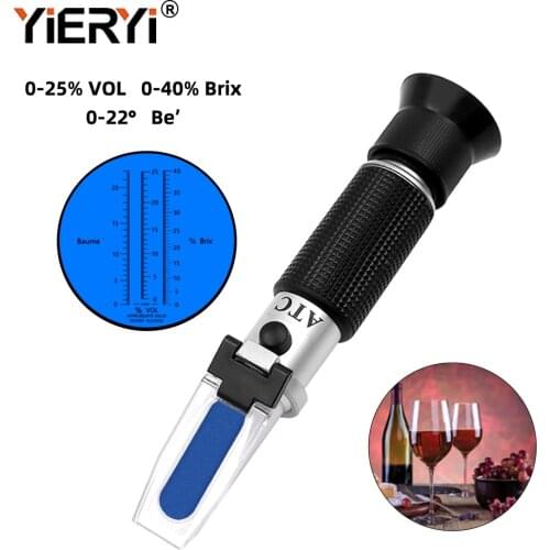 Yieryi 3 In 1 Handheld alcohol refractometer sugar Wine concentration meter densitometer 0-25% alcohol beer 0-40% Brix grapes