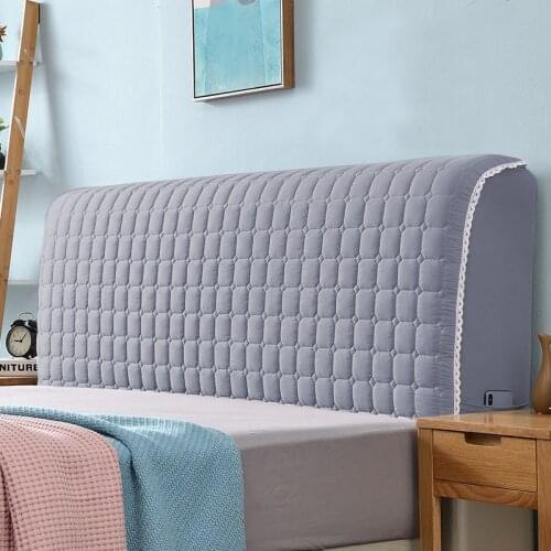 Quilted Thick Stretch Headboard Cover Thicken Velvet Head Cover Solid Color Bed Back Dust Protector Cover Machine Washable