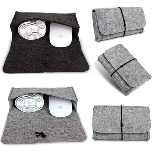 17X13 CM Wool Felt USB Mouse Bag for Macbook Air Pro Retina Xiaomi HP Asus 13 15 Mouse USB Charger Pouch Powerbank Storage Bag