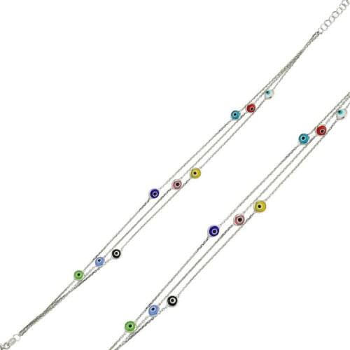 Tevuli 925 Sterling Silver Color Evil Eye Women Bracelet