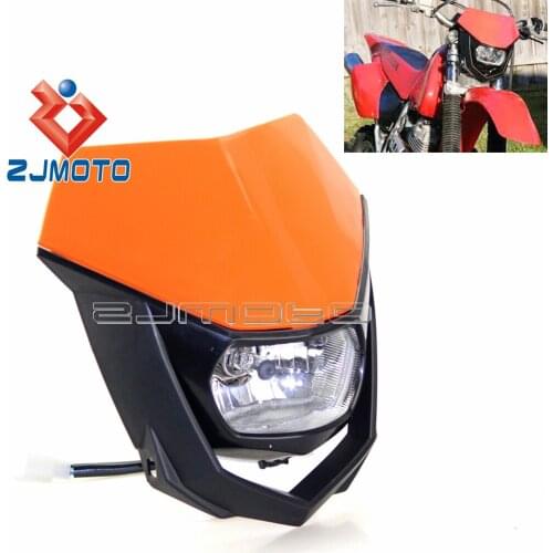 Universal Motocross Headlight Orange Enduro Headlamp Dirt Bike H4 35W Headlight Fairing For XC EXC XCF SX MX DRZ RMZ RM250 YZ WR
