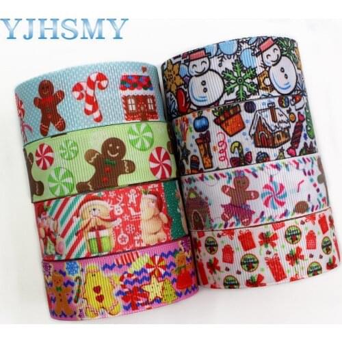 YJHD 0001 25mm 10 yards Christmas printed grosgrain ribbon packaging design, DIY accessories handmade materials