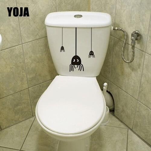 YOJA 17.9X23.1CM Silhouette Of Black Spider On Halloween Home Decor Wall Sticker Toilet Decal Funny Pattern T5-1221