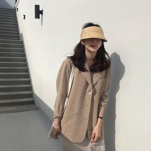 Ladies Summer Handmade Woven Raffia Straw Sun Visor Hat Empty Top Wide Brim UV Protection Adjustable Foldable Peaked Beach 69HE