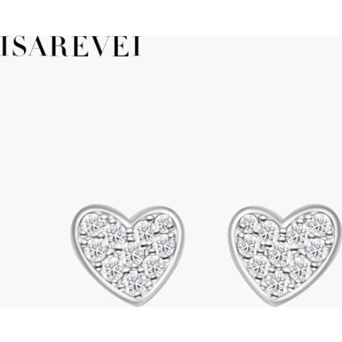 Heart-shaped Stud Earrings 925 Sterling Silver Pixel Charm Zircon Cute Earrings Jewelry Accessories For Women