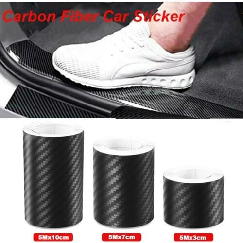 10/7/5/3CM 3D Carbon Fiber Vinyl Car Sticker DIY Paste Protector Strip Car Wrap Sheet Roll Film Sticker Moto Automobile Styling