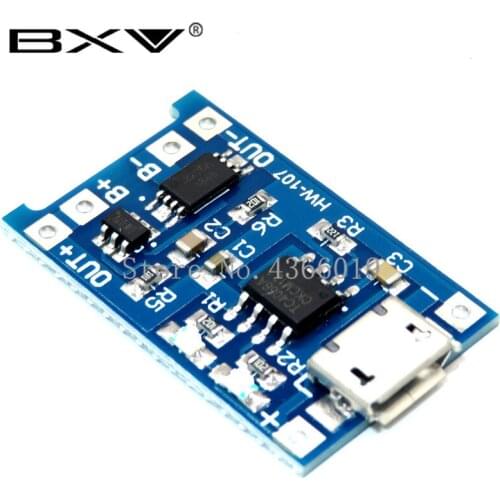 100pcs Micro USB 5V 1A 18650 TP4056 Lithium Battery Charger Module Charging Board With Protection Dual Functions