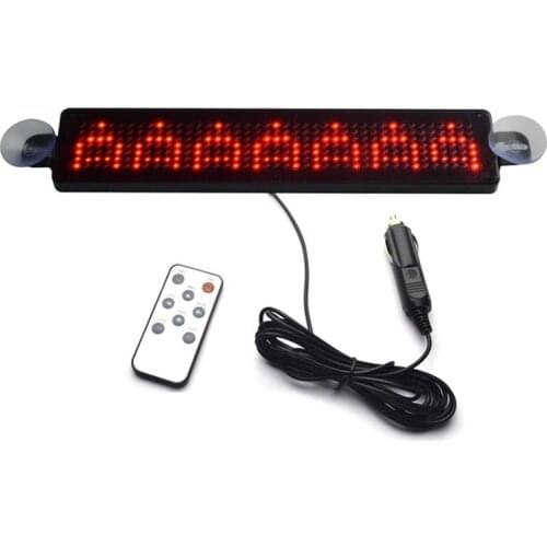 12V Car LED Programmable Message Sign Scrolling Display Board with Remote (Red)